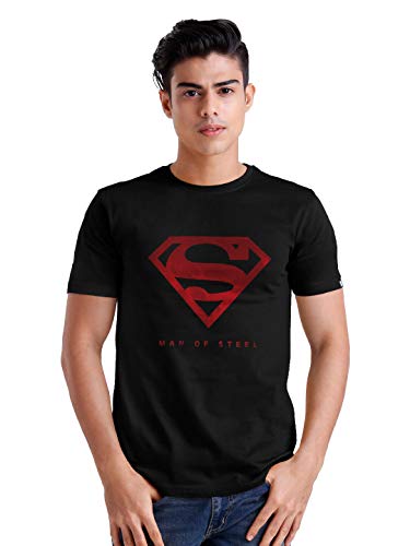 The Souled Store Superman: Iconic Emblem Mens And Womens Graphic Printed Cotton T-Shirt Black T-Shirts Fashionable Trendy Graphi