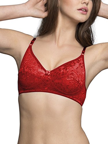 Clovia Nylon WomenS Synthetic Full-Coverage Bra (Br0181Q04_Red_32B)