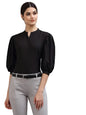 Style Quotient Women Solid Black PolyMoss Regular Formal Shirt
