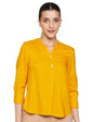 FYLTR Womens Checkered Regular Fit Blouse (FYLAW23WB-002_Spicy Mustard