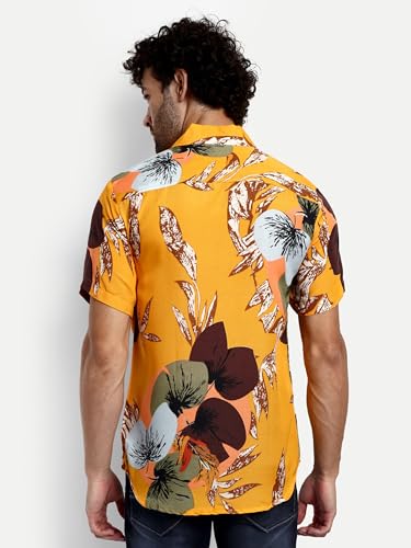 Greciilooks Mens Rayon Casual Shirt Regular Fit Men Casual Shirt (Yellow, Xx-Large)