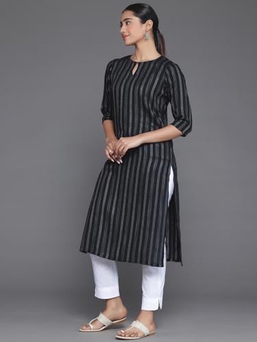 Libas WomenS Rayon Blend Woven Design Straight Kurta (29044_Black