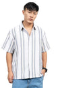Hubberholme Men Cotton Short Sleeves Oversized Striped Shirt 12