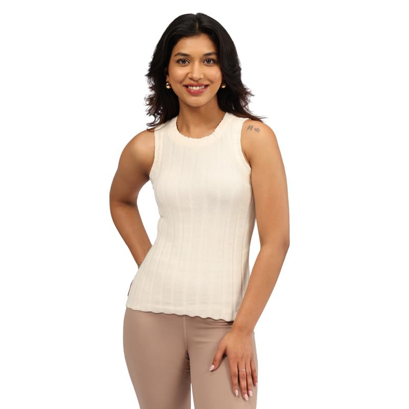 BlissClub Move All Day Rib Tank Top | 100% Cotton | High Neck | Ribbed Fabric | Snug fit | Breathable