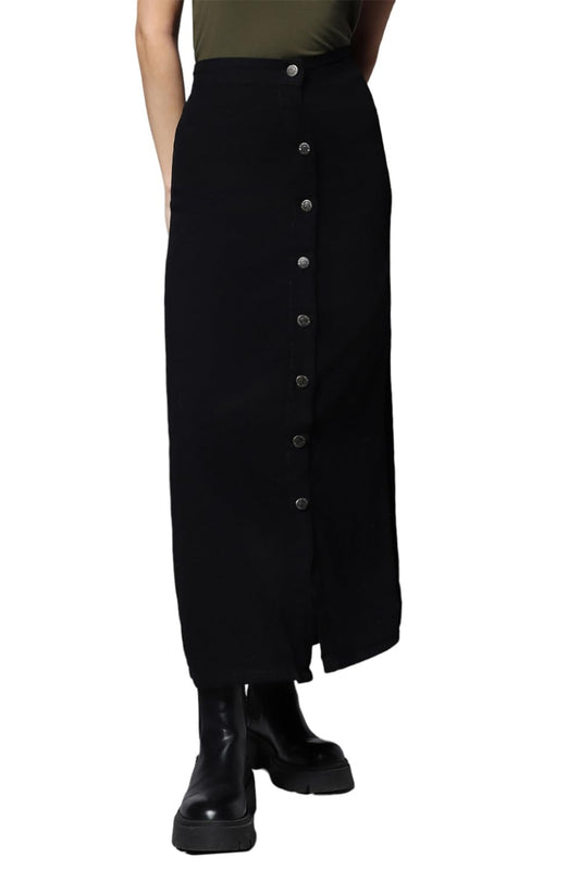 High Star Cotton Blend A-Line Skirt Black