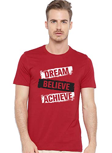 ADRO Mens Dream Believe Achieve Printed T-Shirt (R22-M-DBA-RD_Red)