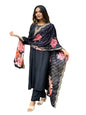 Goroly WomenS Cotton Blend Straight Cut Kurta Pant With 3/4 Sleeve Square Neck Calf Length And Printed Dupatta A-Line Style