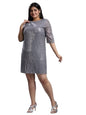 Style Quotient Plus Women Silver Sheath Dress