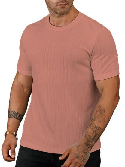 SMOWKLY Mens Solid Regular Fit T-Shirt (1278_Beige