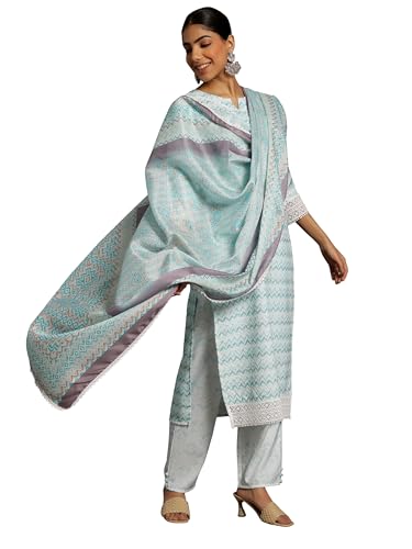 Libas WomenS Cotton Blend Kurta Set (35366_Blue