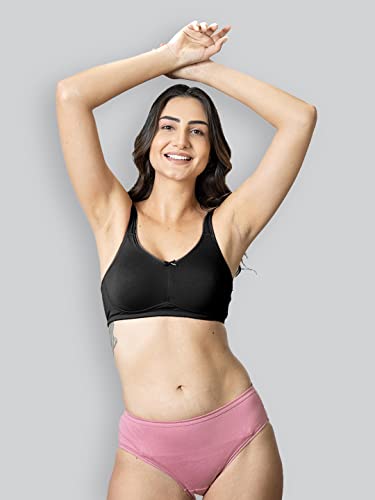 Lyra 515 Valentina Full Covarage Solid Coloured Premium Cotton Moulded C-Cup Bra For Women Black