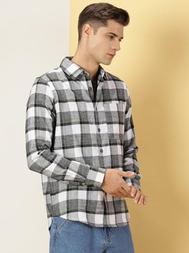 Thomas Scott Mens Checkered Slim Fit Shirt (TS1175_Green