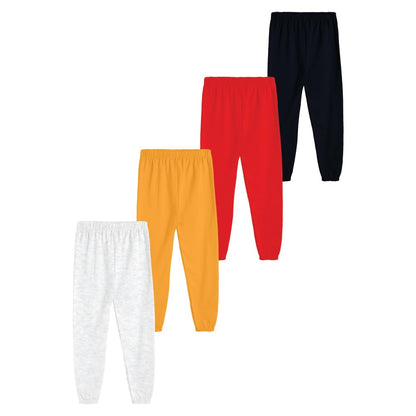 Kyda Kids Boys Mid Rise 100% Pure Cotton Printed Regular Fit Track Pants (Pack Of 4)