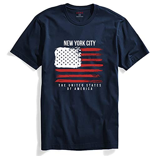 ADRO USA American Flag Printed Cotton T-Shirts for Men (R22-M-NWW-NB_Navy_XL)