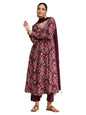 Varanga Ethnic Printed V Neck Chudidar Sleeve Anarkali With Trouser & Dupatta