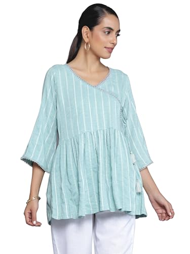 Libas WomenS Cotton Blend Regular Kurti (26906_Blue