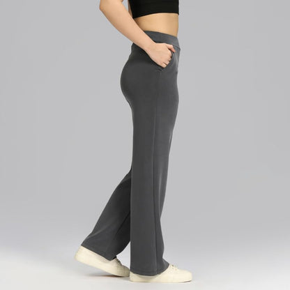 BlissClub Womens BareButter Straight Pants, High Rise, Straight fit,Pockets, Comfortable Waistband,Tall Variant Above 55