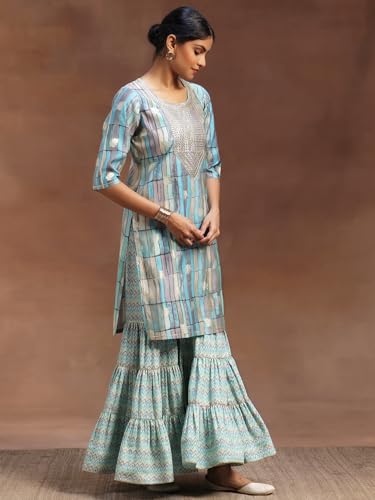 Libas WomenS Silk Blend Kurta Set (36693O_Blue