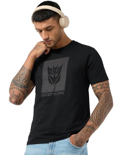 Bewakoof Official Transformers Merchandise Decepticons MenS Graphic Print Regular Fit Half Sleeve Round Neck Cotton T-Shirt_6897