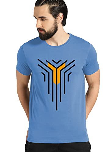 ADRO Graphic Design Mens Cotton Printed T-Shirts (R21-M-LNL-SK_SkyBlue_XL)