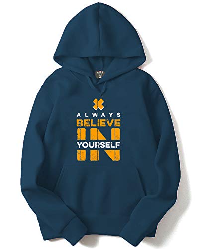 ADRO Men's Cotton Neck Hooded Sweatshirt (H20-M-BEL-SB_Teal_XL)