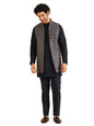 Kisah MenS Kurta Jacket Trouser Set, Navy Blue Cotton Blend, Embroidered Regular Fit Mandarin Collar Long Sleeves (40)