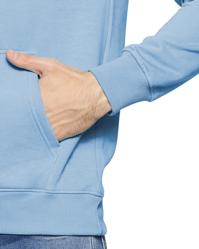 ADRO Men's Cotton Neck Hooded Sweatshirt (H22-M-PLN-SK_SkyBlue)