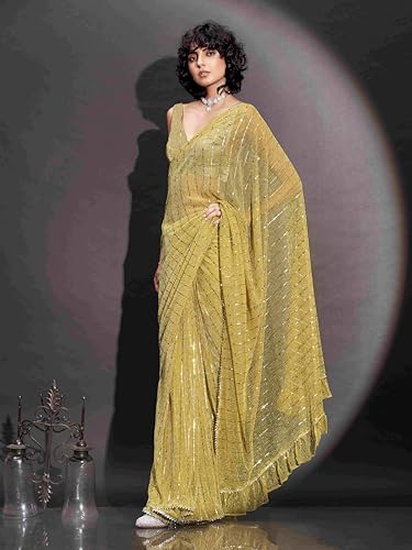 Womanista WomenS Women Ready To Wear Saree Ll Women Lycra Saree Ll Women Pre Draped Saree Ll Women One Minute Saree Ll Un-Stitc
