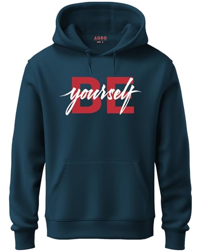 ADRO Men's Cotton Neck Hooded Sweatshirt (H20-M-BYO-SB_Teal_L)