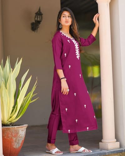 Fabnex Kurta Set For Women | Women Embroidered Kurta Set | Women Kurta Sets Kurtis | Women Kurta Pant Set (K-57-59) (Xx-Large, P