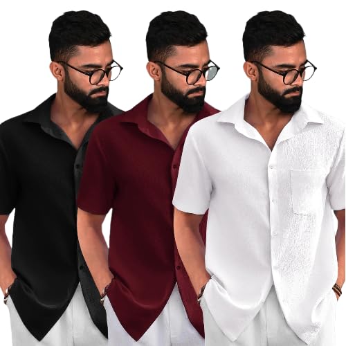 Pinkmint Popcorn Regular Fit Half Sleeve Shirt For Men Combo Casual Shirt Ll Sumeer Wear