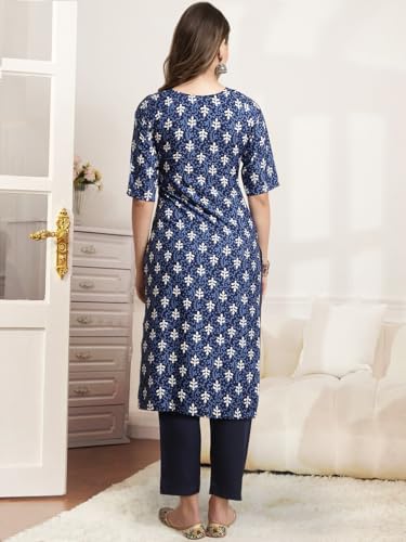 Pinkmint Printed Round Neck Kurta Set For Women Ll Kurti & Pant Set For Women Ll Regular Fit Kurta Set (Pack Of 2)