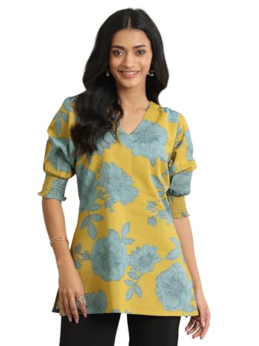 Libas Women's Cotton Straight Fit Floral Kurti