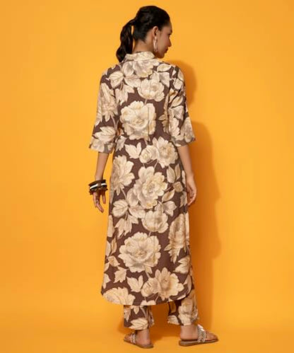 Libas WomenS Silk Blend Co-Ords (35726_Brown