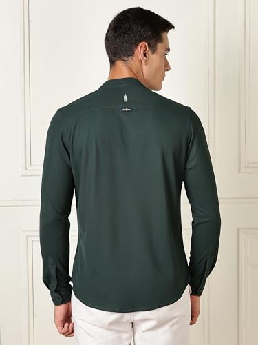 Thomas Scott Mens | Premium | Mandarin Collar | Slim Fit | Long Sleeves | 4 Way Stretch | Coolmax | Knitted | Casual | Shirts f