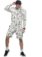 The Indian Garage Co Men White Regular Fit Abstract Print Hooded Sweatshirt