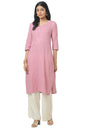 Soch Womens Pink Cotton Embroidered Kurta With Thread Work