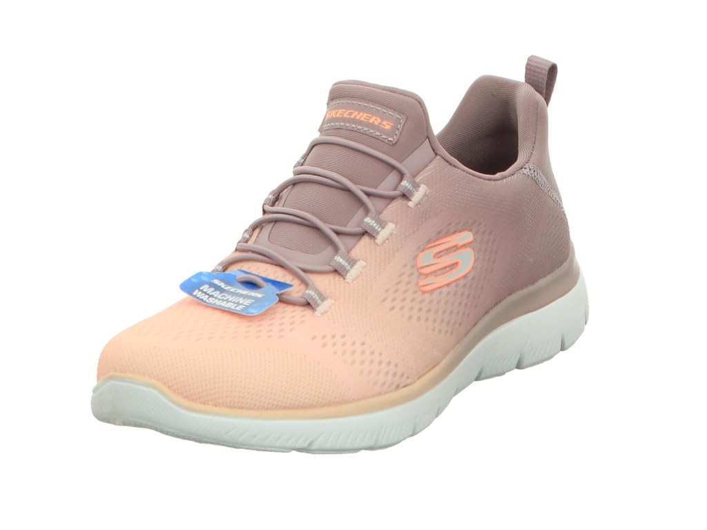 Skechers Women Summits Bright Charmer Vegan Memory Foam Cushioned Comfort Insole Lightweight Shock Absorbing Mid Sports Shoes