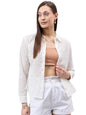 Style Quotient Women Self White Lace Regular Shirt