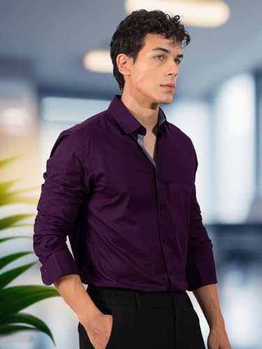 Pinkmint Mens Long Sleeve Button Down Shirt for Men Collared Casual Formal Soild Shirt
