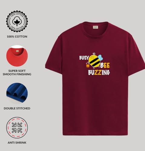 ADRO T Shirts for Boys & Girls || Busy Bee Printed T-Shirt || Ages 3-14 || 100% Cotton Round Neck Tshirt for Boys & Girls||KRN-B