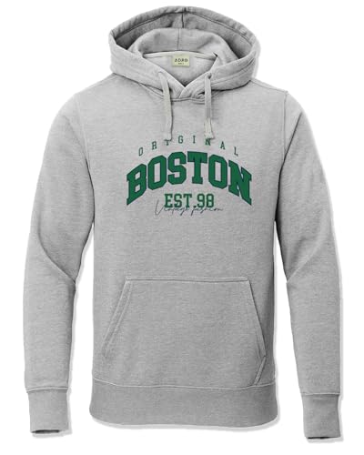 ADRO Men's Cotton Neck Hooded Sweatshirt (H24-BOST-GR-S_Grey)