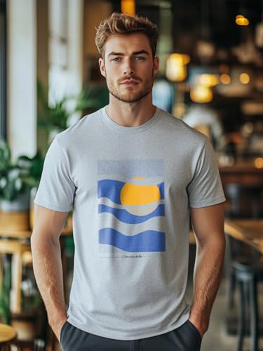 Nobero MenS Graphic Print Regular Fit T-Shirt (1M-Twts-C0696_Grey Melange