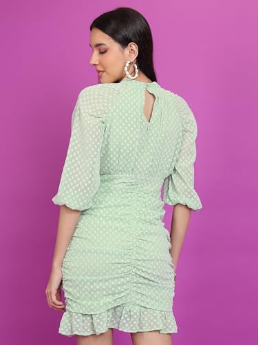 Ketch WomenS Polyester Wrap Mini Dress (Khj6000644_Green