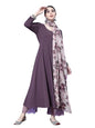 Varanga Women Purple Anarkali Kurta Paired With Tonal Hem Embroidered Bottom And Floral Printed Dupatta