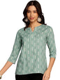 Pinkmint Womens Printed Cotton Blend Short Kurti l All Over Printed V-Cut Neckline Casual Wear Tunic Tops l Ethnic Tops for G