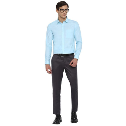 Turtle Men Cotton Slim Fit Formal Shirts LightBlue