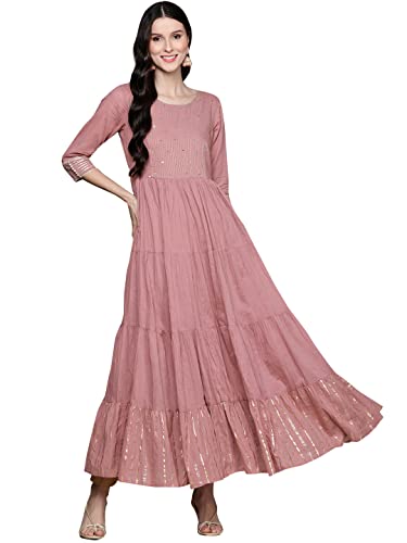 ishin Women's Mauve Embelllished Anarkali Kurta