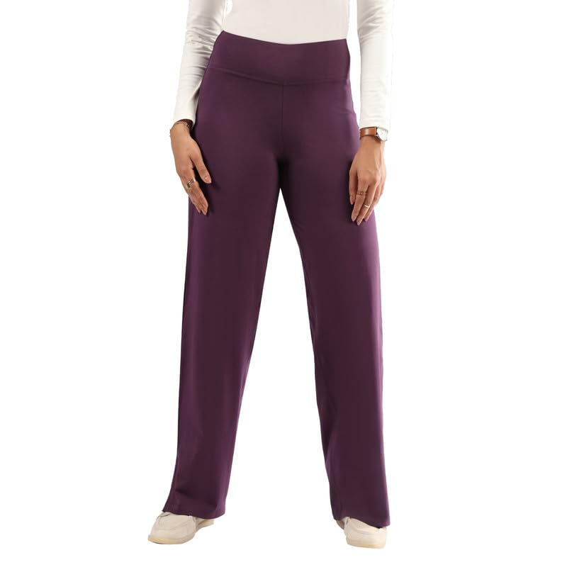 BlissClub AM:PM Cotton Wide Leg Pants - Lite, Cotton Pants, Wide Waistband, Slit at Hem, Side Pockets,Tall Above 55
