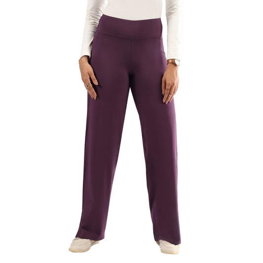 BlissClub AM:PM Cotton Wide Leg Pants - Lite, Cotton Pants, Wide Waistband, Slit at Hem, Side Pockets,Tall Above 55